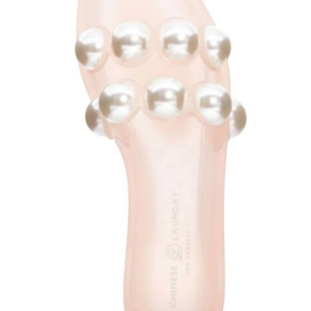 Chinese Laundry Blush Sandals with Pearl Accents